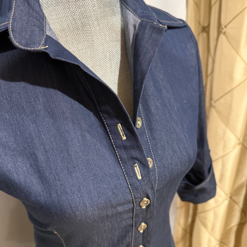 Demin Dress With Button Up Front And Side Slits - image 6